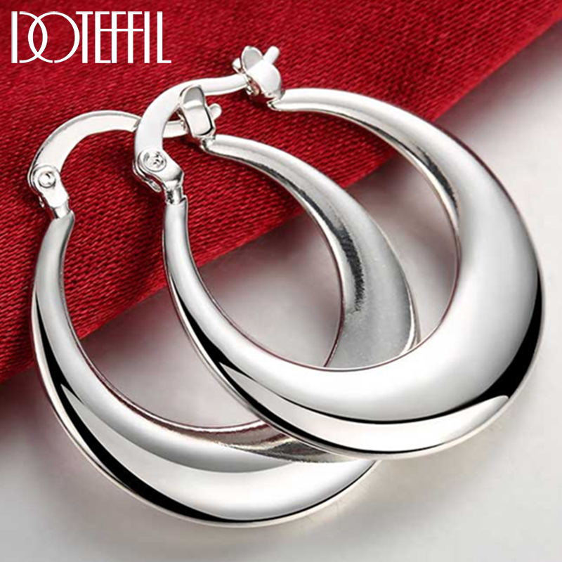 Statement Earrings Oversized - DOTEFFIL Bạc 925 Vòng Tròn Mịn