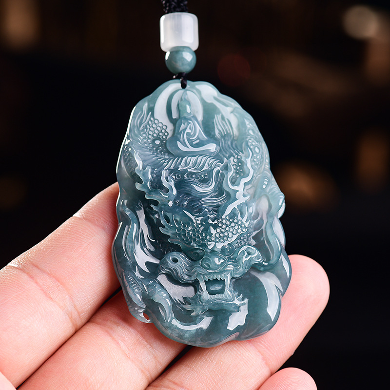 Accessories Woman - Natural Burmese Jadeite Dragon Pendant Necklace
