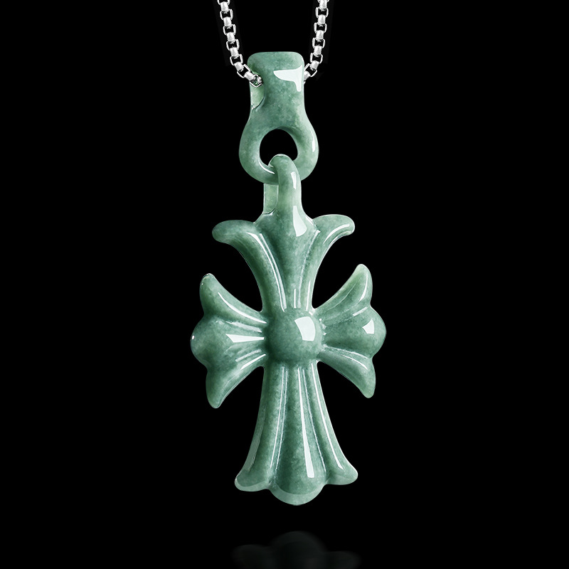 Accessories Woman - Natural Burmese Jadeite Cross Pendant Necklace