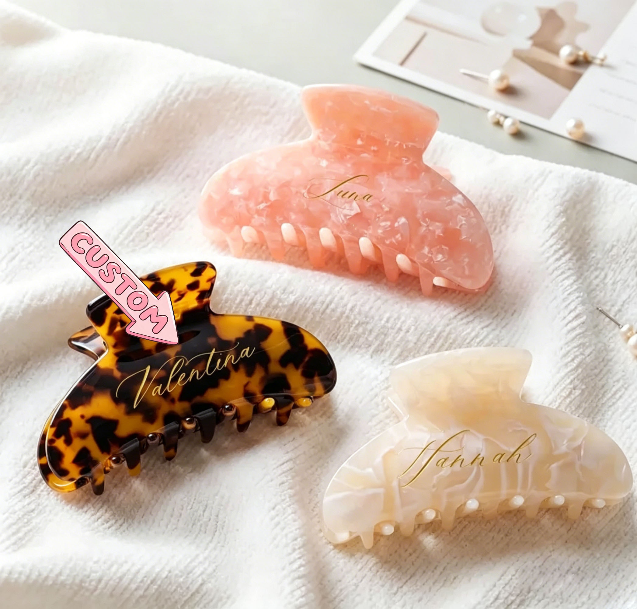 Women Accessories Name - Personalized Leopard Print Hair Claw Clip,