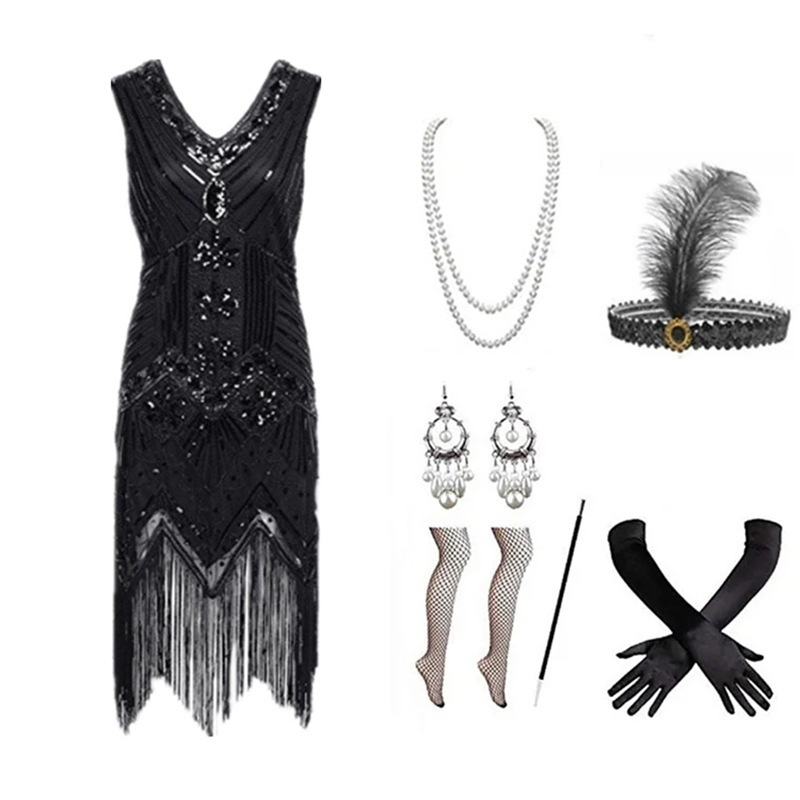 Women 1920s Flapper Dress Set  - đánh giá và giá Women'S Accessories In The 1920S