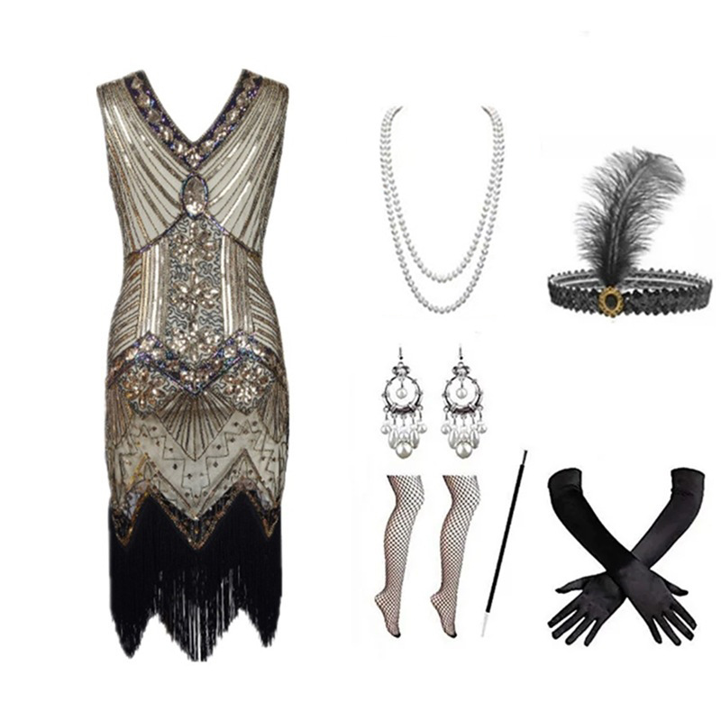 Women 1920s Flapper Dress Set  - đánh giá và giá Women'S Accessories In The 1920S