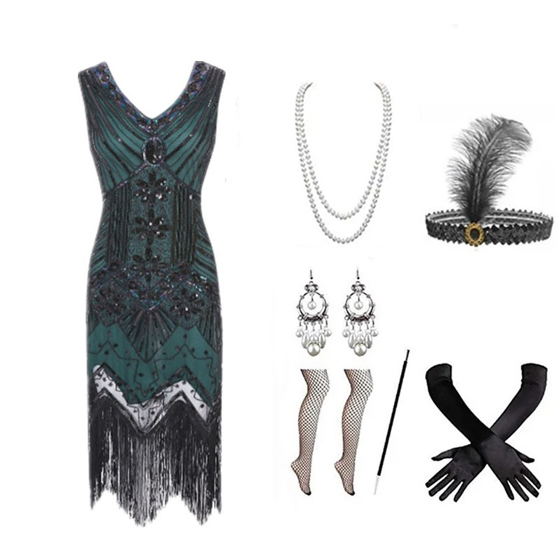 Women 1920s Flapper Dress Set  - đánh giá và giá Women'S Accessories In The 1920S
