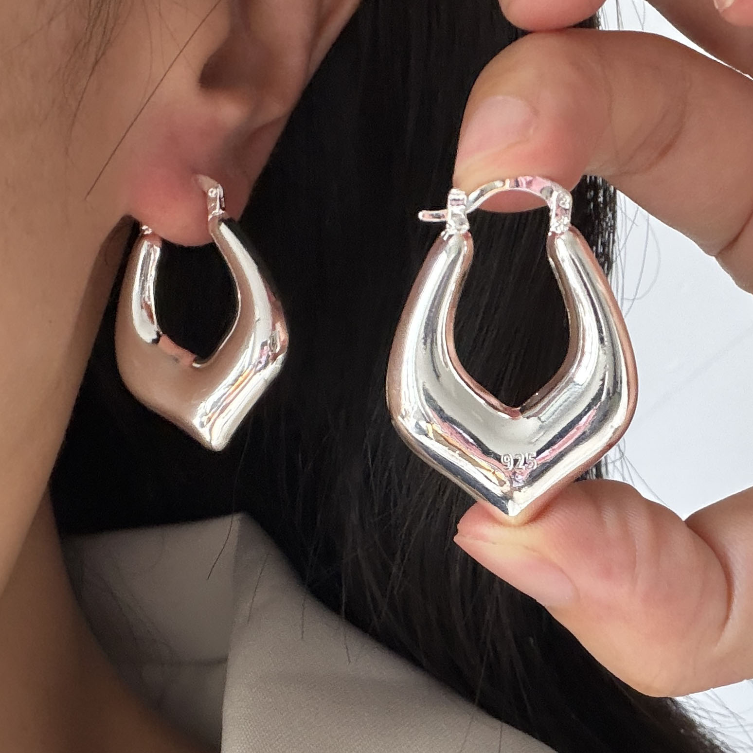 925 Sterling Silver Vintage Ea - đánh giá và giá Statement Earrings Oversized