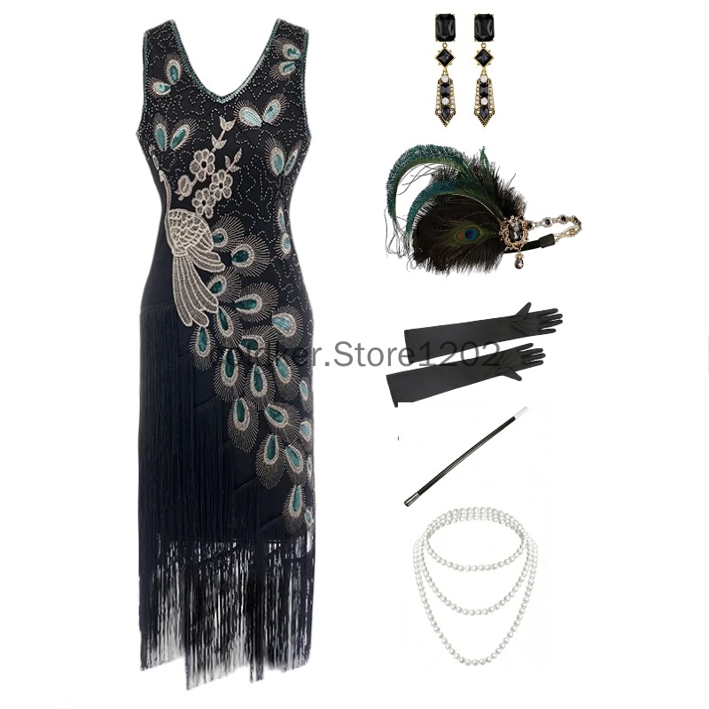 1920s Flapper Dress Peacock Se - đánh giá và giá Women'S Accessories In The 1920S