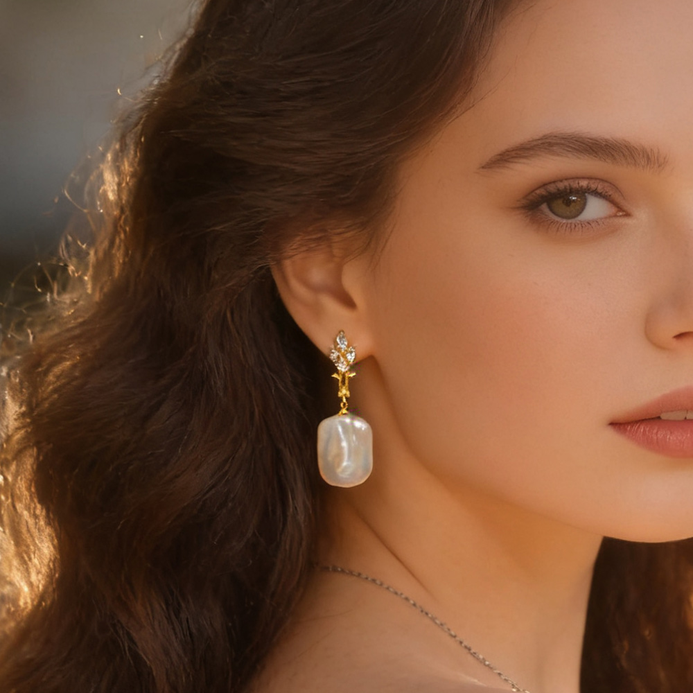 Big Natural Freshwater Pearl D - đánh giá và giá Statement Earrings Oversized