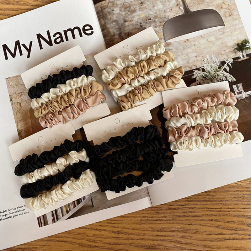 4 Cái/bộ Lụa Satin Scrunchies  - đánh giá và giá Hair Tie Velvet