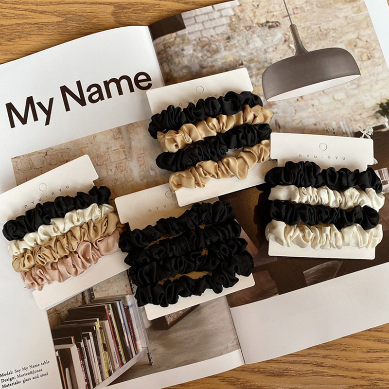 4 Cái/bộ Lụa Satin Scrunchies  - đánh giá và giá Hair Tie Velvet